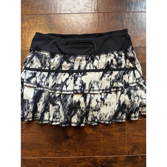 LULULEMON Rare Run Pace Setter Skirt Stretch Great Granite Black Mojave 4 - Picture 4 of 7